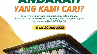 Bank NTB Syariah Buka Lowongan Kerja, Fresh Graduate Bisa Ikut Daftar