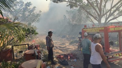 Polsek Pemenang Cek TKP Kebakaran TPS di Gili Trawangan