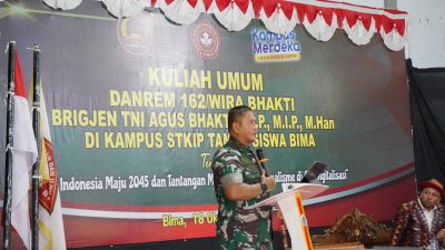 Diikuti oleh Akademisi dan Mahasiswa Sekitar 300 Orang, Danrem 162/WB Beri Kuliah Umum Di STIP Bima