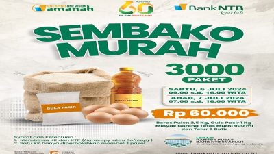 HUT ke-60, Bank NTB Syariah Gelar Bazaar Sembako Murah di Mataram